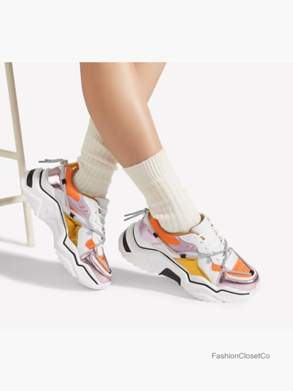 Chunky Platform Fashion Sneakers Retro Colorblock Lightweight Walking Shoes - Picture 2 of 7